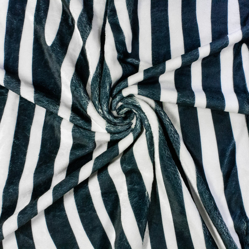  Jeté zébré, L 30 po x L 40 po, Blanc / noir
