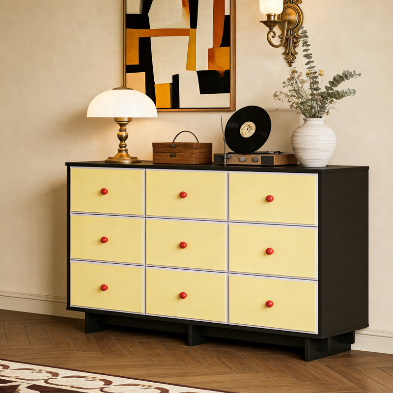 Buffet style rétro français, Noir / Jaune