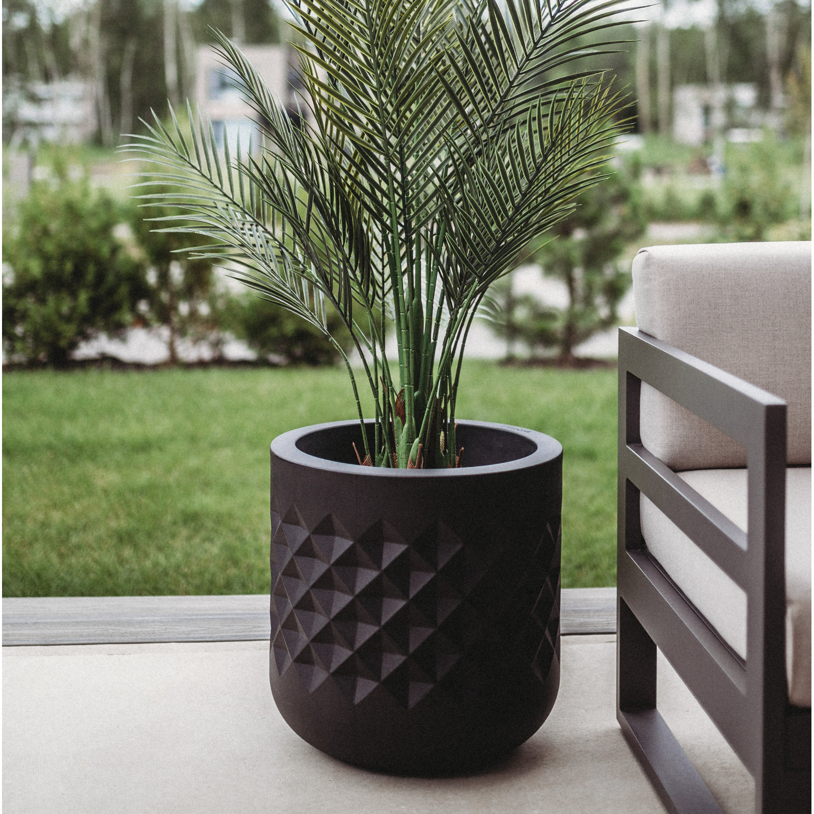 Lisle Pot Planter, 18" H x 18" W x 18" D, Black