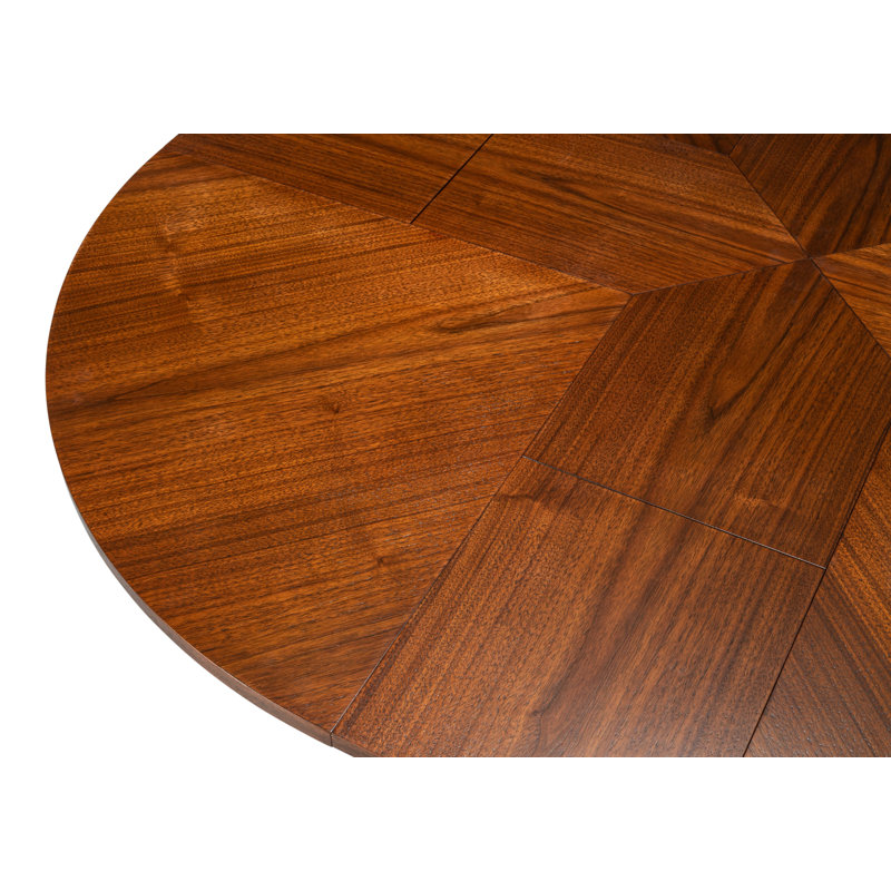 Extendable Walnut Round Solid Wood Dining Table