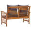 Banc de jardin à finition bois d'acacia et coussins de patio gris foncé