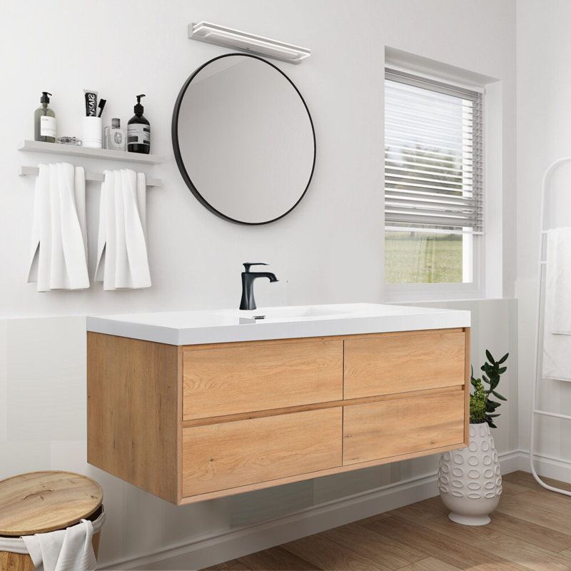 Meuble-lavabo mural 48 po avec lavabo blanc