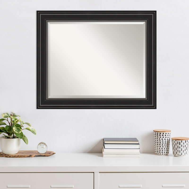 Ridge Black Rectangular Polystyrene Framed Bathroom Vanity Mirror 34x28