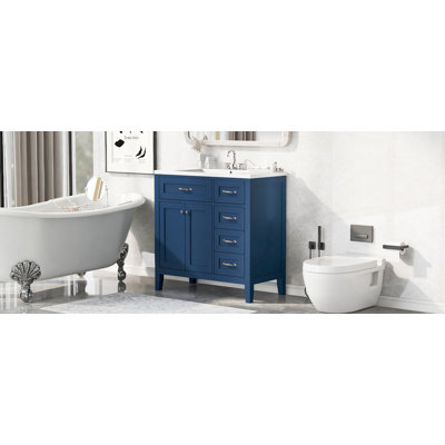Meuble-lavabo simple 35,98 po avec plateau en céramique Jiaxian