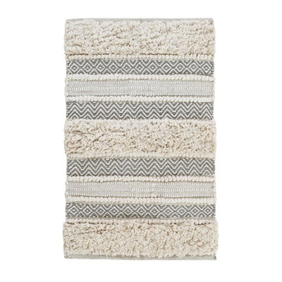 Woven Texture Stripe Bath Rug Grey 22X58"