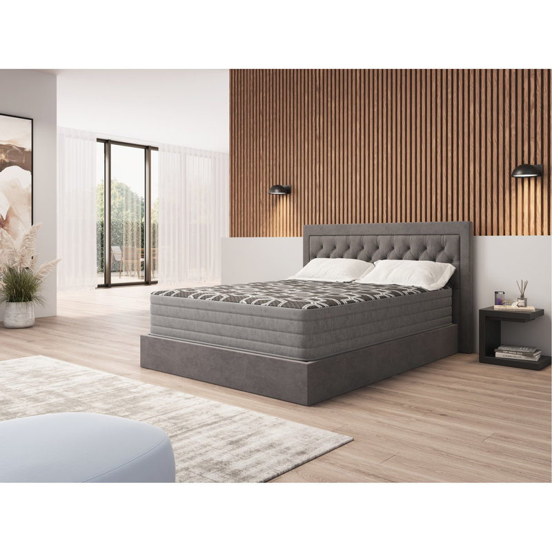 Grand matelas avec housse de glace - Améliore la qualité du sommeil Argent, graphite et cuivre Gel réduit le mouvement du corps Bruit de 12 po Taille améliore la circulation de l'air Fournit un meilleur soutien Argent