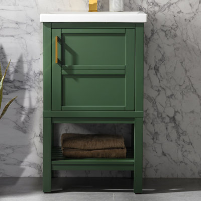 Ensemble de meuble-lavabo simple autoportant 20 po avec plateau en céramique Darion