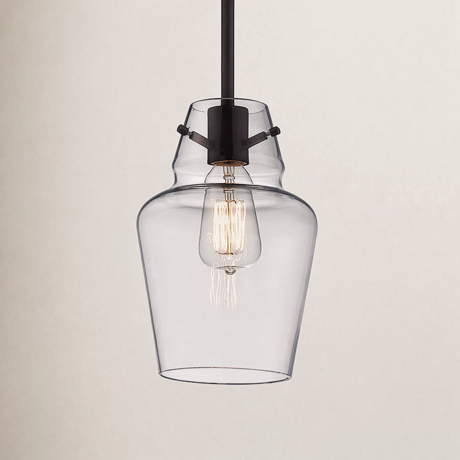 Magaret Dimmable Bell Single Light Pendant, Dark Brown