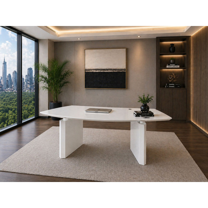 Genovese Curved Desk only. drawers not included, White