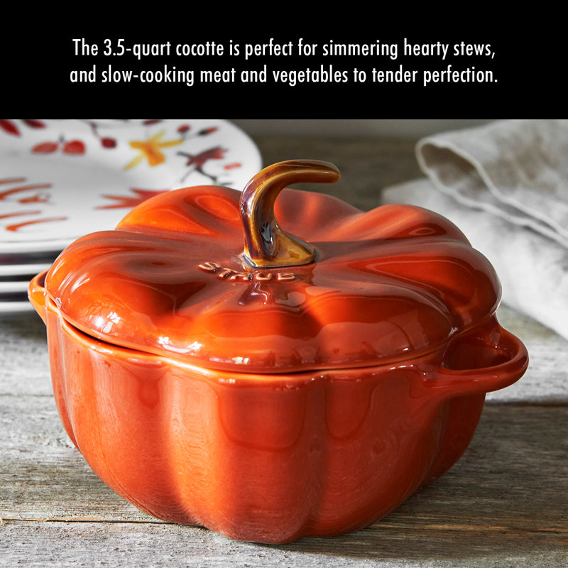 Cast Iron 3.65-qt Pumpkin Cocotte, Brunt Orange