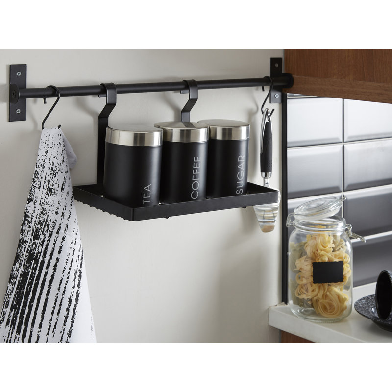 Metal Rectangle Hanging Pot Rack, 19cm H x 19cm W x 13cm D, Black