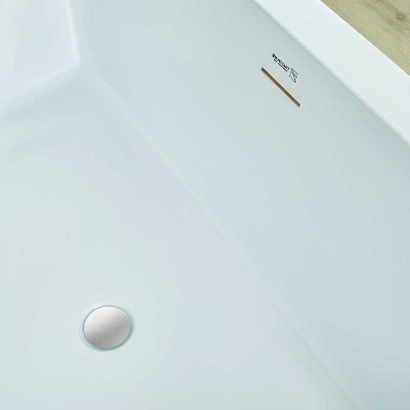 Orion 59'' x 30'' Freestanding Soaking Acrylic Bathtub, White/Integrated Overflow