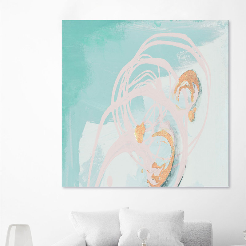 Printemps brise rose et turquoise I par Patricia Pinto - impression sur toile tendue, H 72 po x l 72 po x P 1,5 po