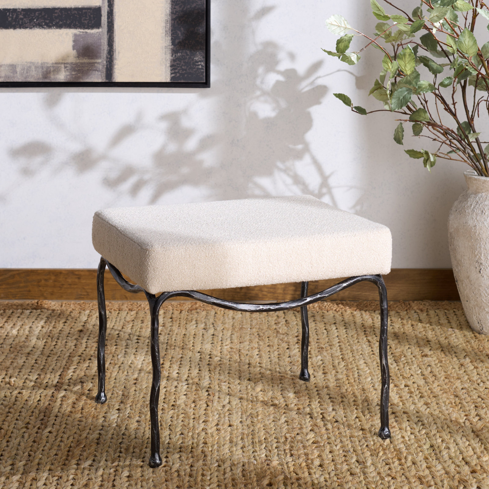 20" Square Ottoman, Ivory