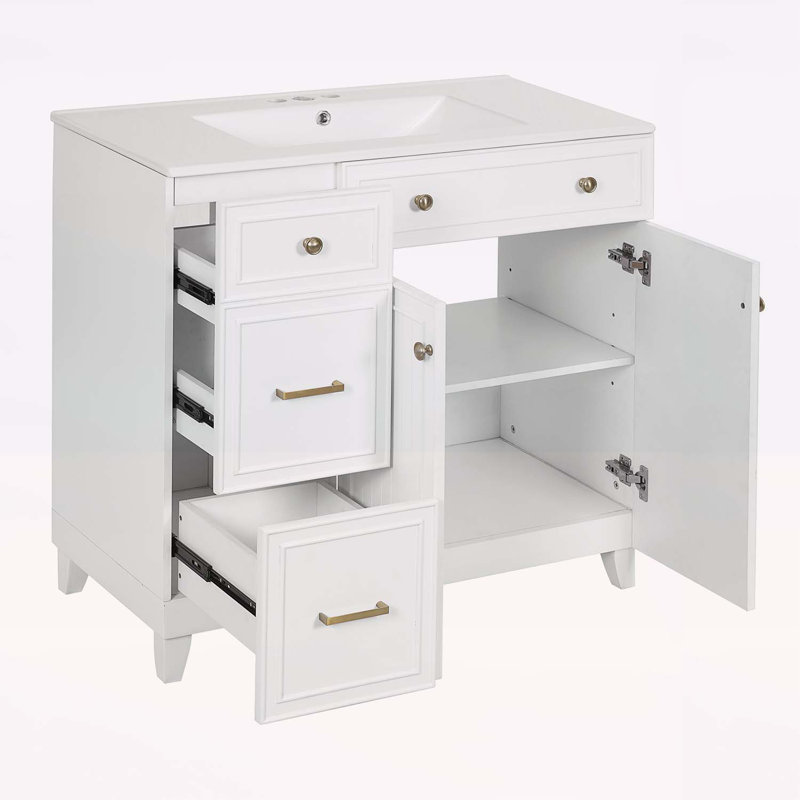 Meuble-lavabo moderne avec caractéristiques avancées pour un rangement et un style optimaux, Blanc