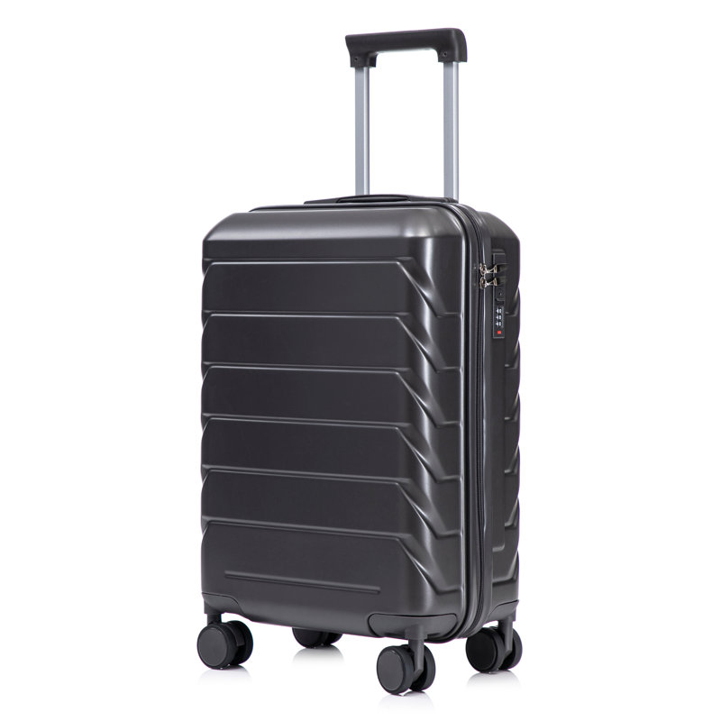 14 "/ 20" 2 pièces / ensemble dans un bagage à roulettes en ABS, avec serrure à combinaison, étui à cosmétiques 14 "(gris foncé)