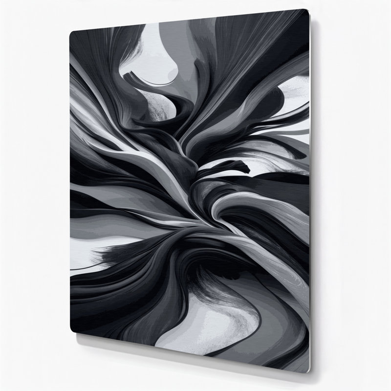 Abstrait paysage, art mural noir en métal 76, H 12 po x l 18 po