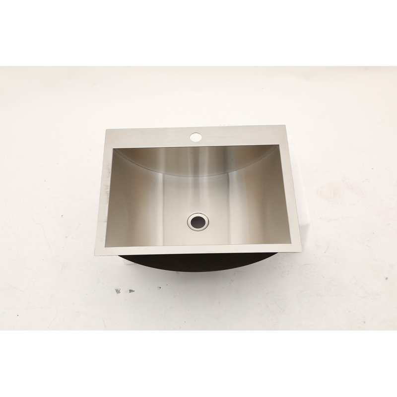 Lavabo de salle de bain encastré en acier inoxydable au fini nickel brossé 21 "x 17" avec bonde escamotable