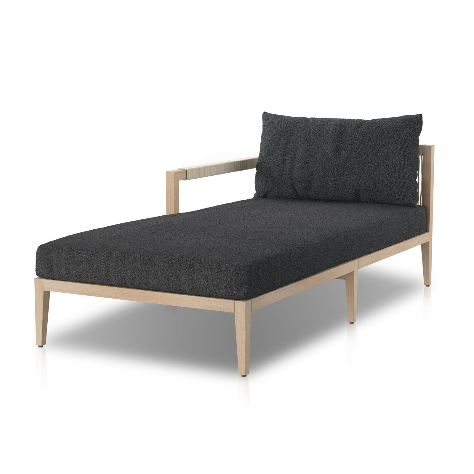 Kristine 33'' Outdoor Teak Chaise Lounge, Washed Brown/Gray, Polyester Blend Satin
