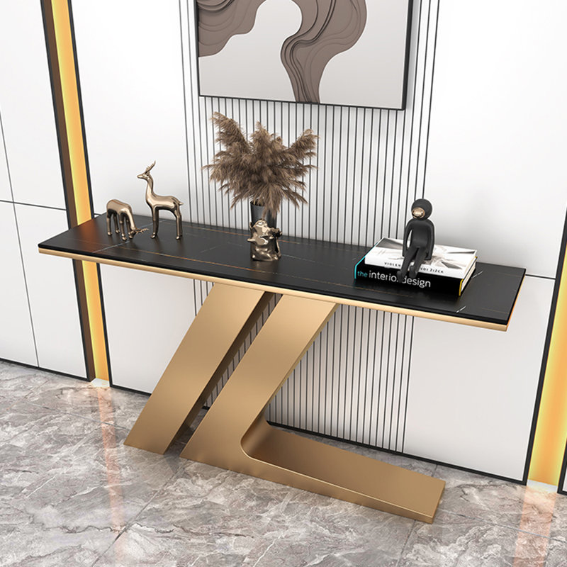 Console de style italien simple et luxueuse, Noir, H 31,5 po x l 55,1 po x P 11,8 po