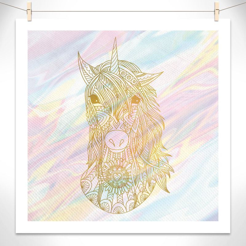 Dreaming licorne 2, H 36 po x l 36 po x P 1 po, Papier
