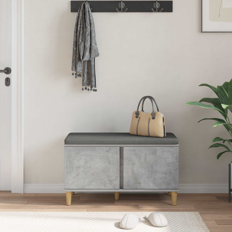 Upholstered Bench, 46cm H x 80cm W x 38cm D, Concrete Grey