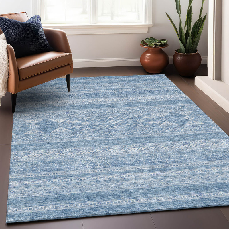Tapis de qualité supérieure lavable à la machine Prisco Sky, Rectangle 10 pi x 14 pi