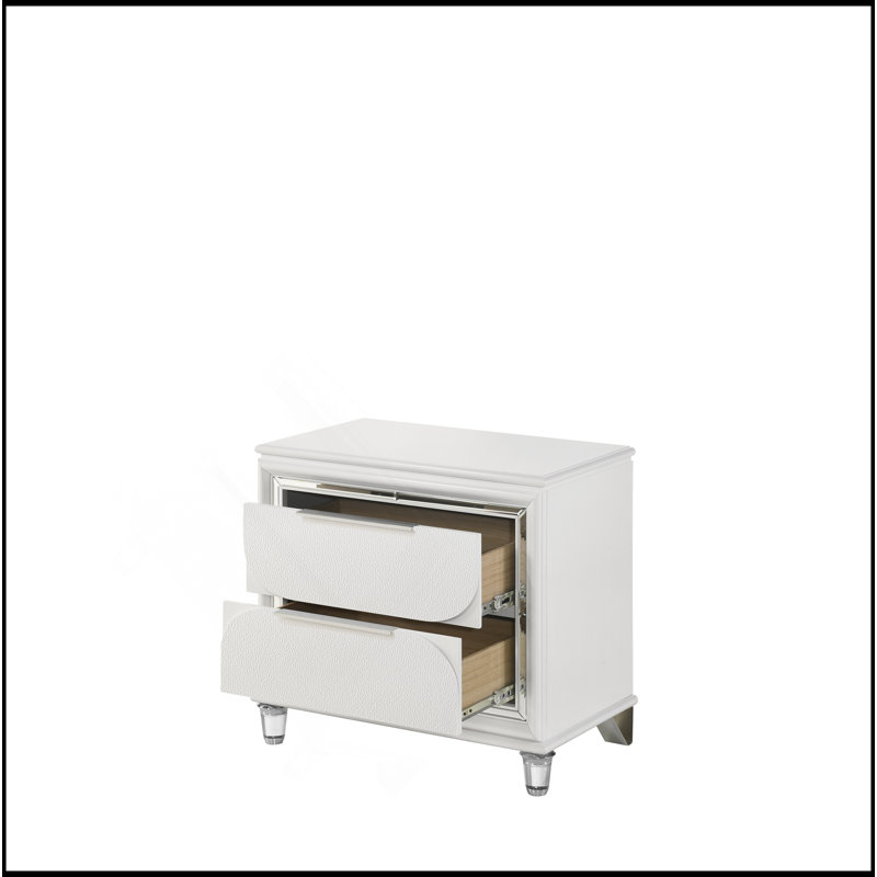 Table de chevet finition perle blanche
