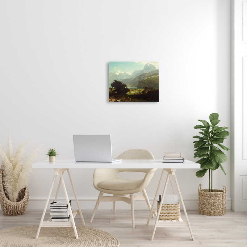 Lake Lucern Classic Fine Landscape - peinture sur toile tendue, H 16 po x l 20 po x P 1,5 po, Toile tendue