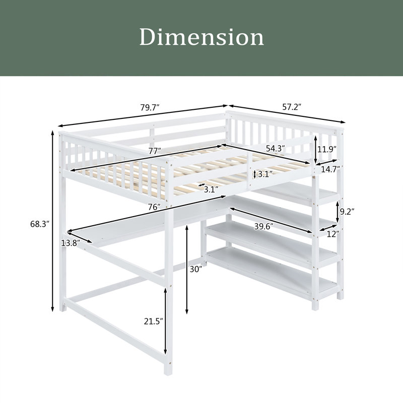 Lit mezzanine double pour enfants Gordillo