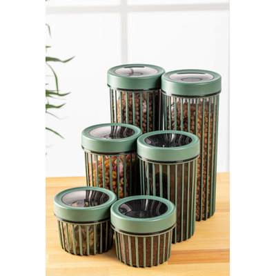 Ensemble de boîtes de rangement écologiques Elyssa (6 pièces), vert, 4,1 x 4,1 x 3,5 pouces (2 pièces) | 4,1 x 4,1 x 7,1 pouces (2 pièces) | 4,1 x 4,1 x 10,6 pouces (2 pièces) | 100% plastique sans BPA, lavable au lave-vaisselle, conception peu encombrante