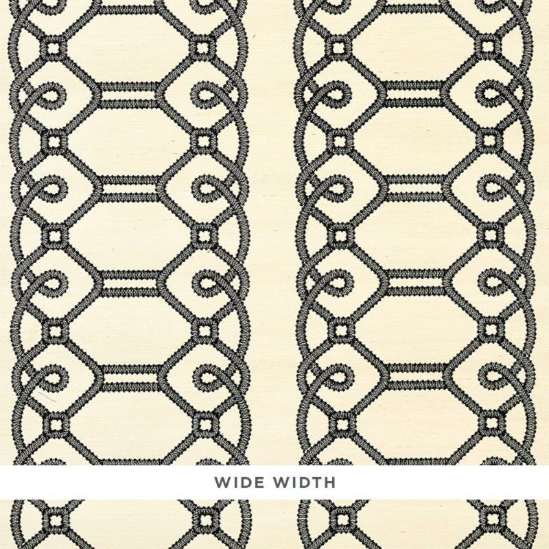 Ziz Embroidered Sisal Wallpaper, Black