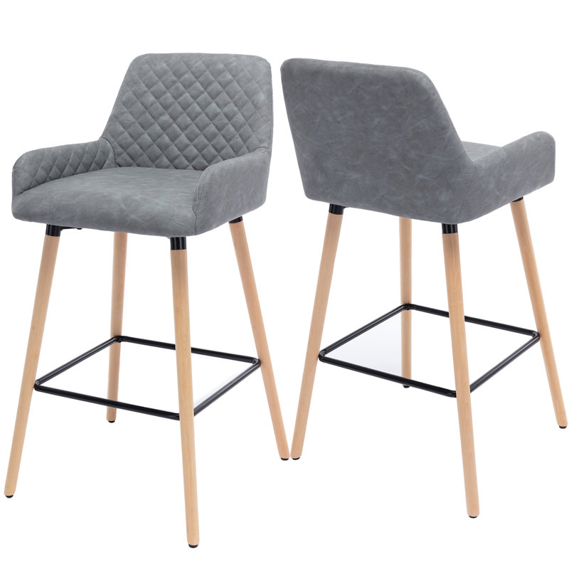 Padang Upholstered Counter Stool with Metal Frame, Grey