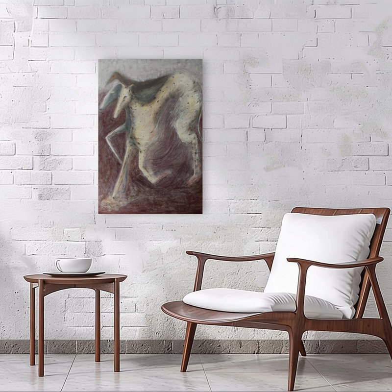 The Hunt Abstract Elegant Ethereal Dog Horse Wall Art Print 1 Piece Wrapped Canvas Wall Art, 91.44cm H x 60.96cm W