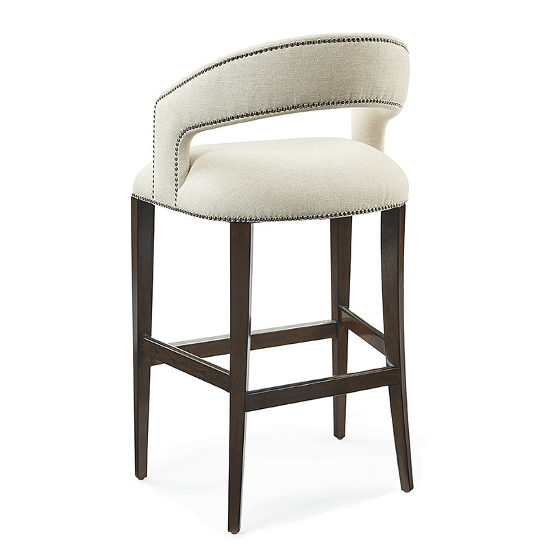 Annabelle Transitional Wood and Linen Counter Stool