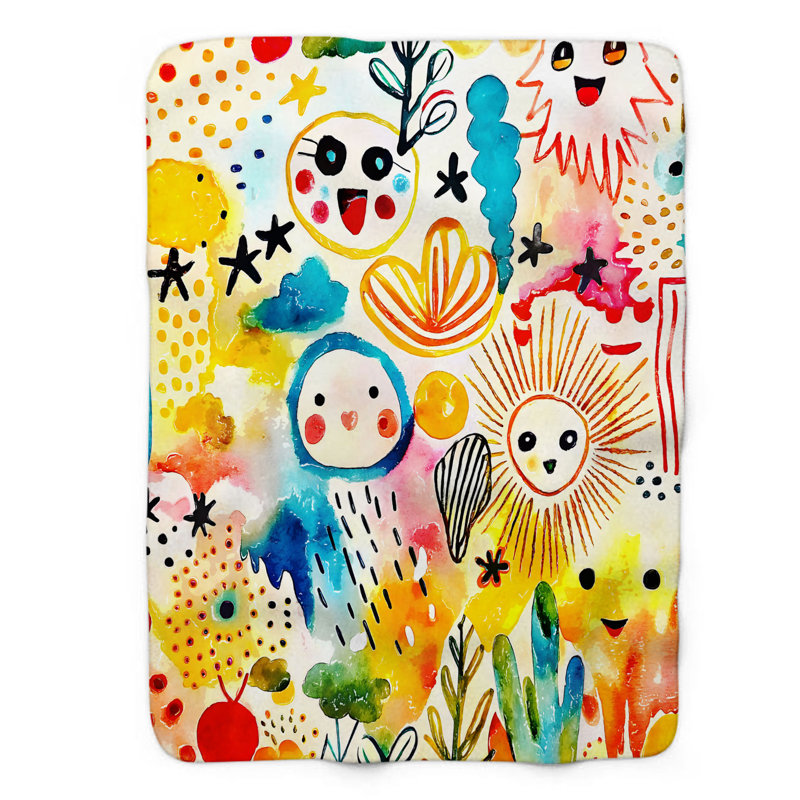 Dynamic Rainbow Sketches - Jeté Sherpa de qualité supérieure 1 pièce, L 60 po x L 80 po