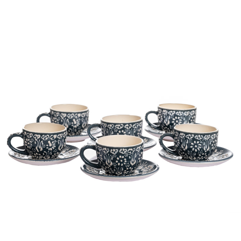 Hand Painted Ceramic Ceramic, Gray, 3.4 oz