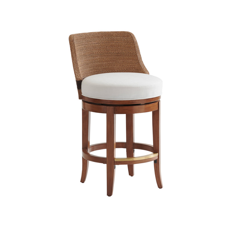 Palm Desert Kipton Woven Bar Stool, White, 24"