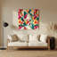 Art mural hawaïen avec fleurs géométriques beiges-1182298290