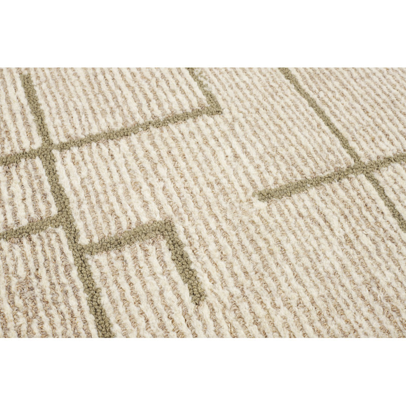 Tapis d'intérieur en laine touffeté à la main Mid Century, 2'6x8', Green