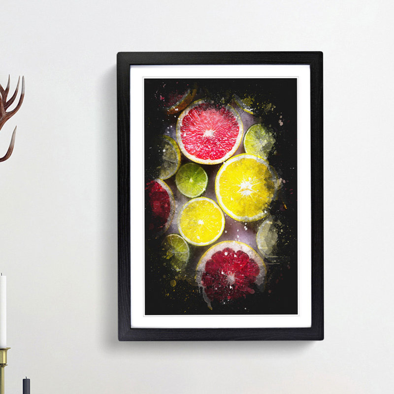 Sliced Citrus Fruits - Picture Frame Graphic Art Print, 45cm H x 33cm W x 2cm D, Black Framed