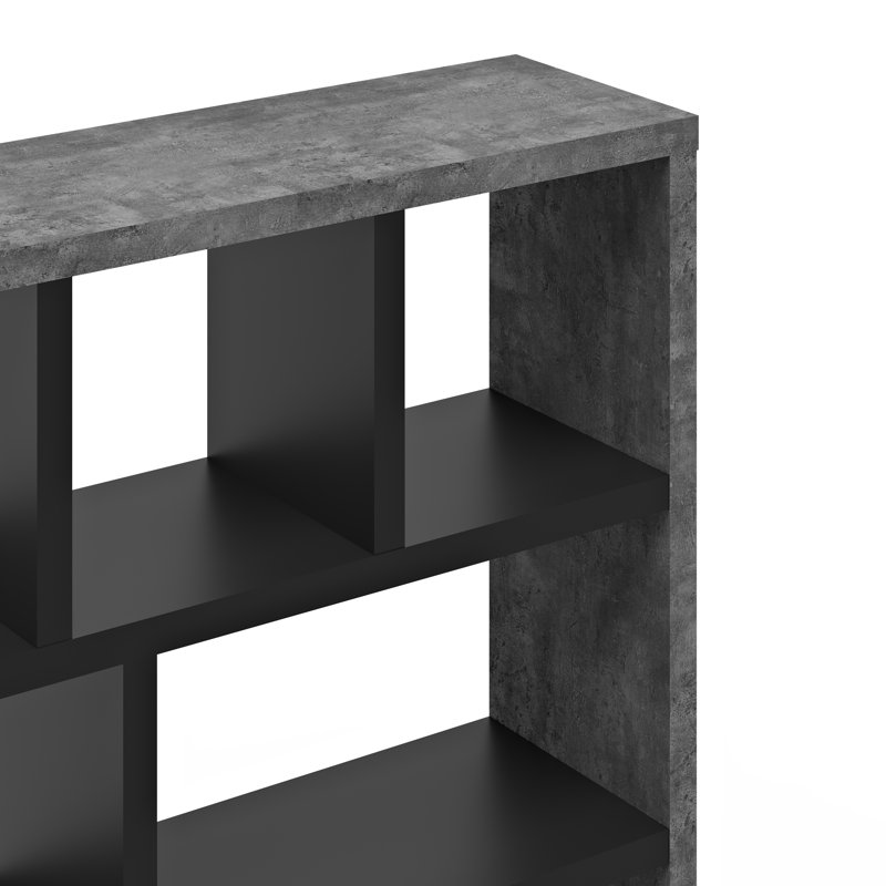 Shanisha 159cm H x 150cm W Standard Bookcase, Grey/Black