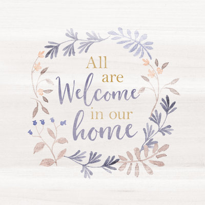 «All Welcome Our Home Wreath», reproduction d'art textuel sur toile tendue