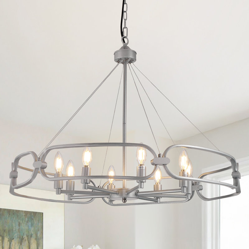 8 - Light Dimmable Classic / Traditional Chandelier, Silver
