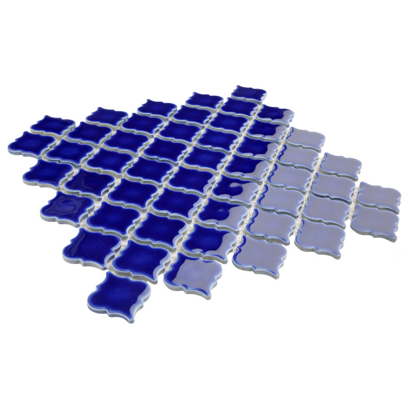 Hudson Tangier 2" x 2" Porcelain Arabesque Mosaic Wall & Floor Tile, Cobalt Blue