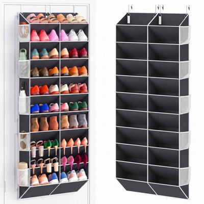 20‑30 Pairs Over‑the‑Door Shoe Organizer with Side Mesh Pockets, Hanging Shoe Storage for Doors