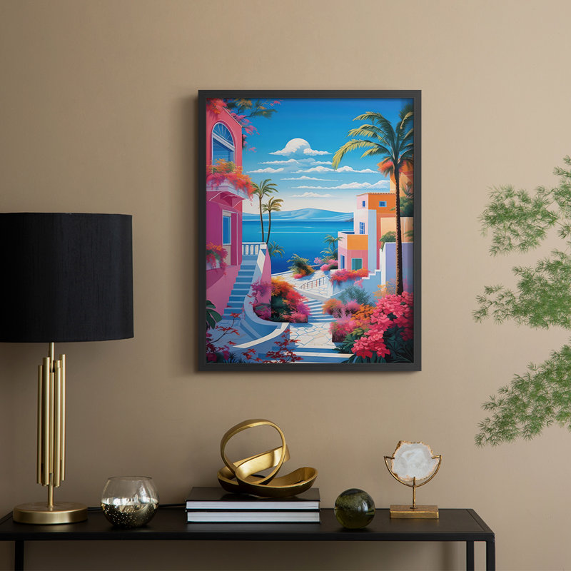 «Steppingstones To the Sea II», reproduction encadrée - bois massif, H 15 po x l 12 po, Noir, noir, noir, noir