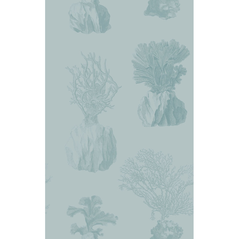 Coral 33' L x 20.5" W Wallpaper Roll, Blue