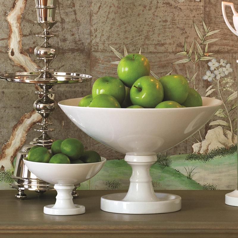 White Pedestal Bowl, Large