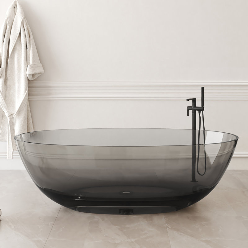 Baignoire de trempage autoportante à surface solide 71 po Forma, Noir, noir, noir, noir